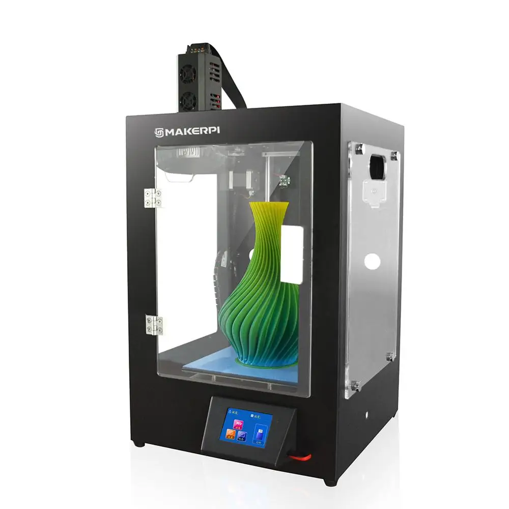 

MakerPi Dual Extruder Mix Color 3D Printer w/Filament Fully Enclosed 3.5'' Smart Touch Screen Off-line Print 200*200*300mm