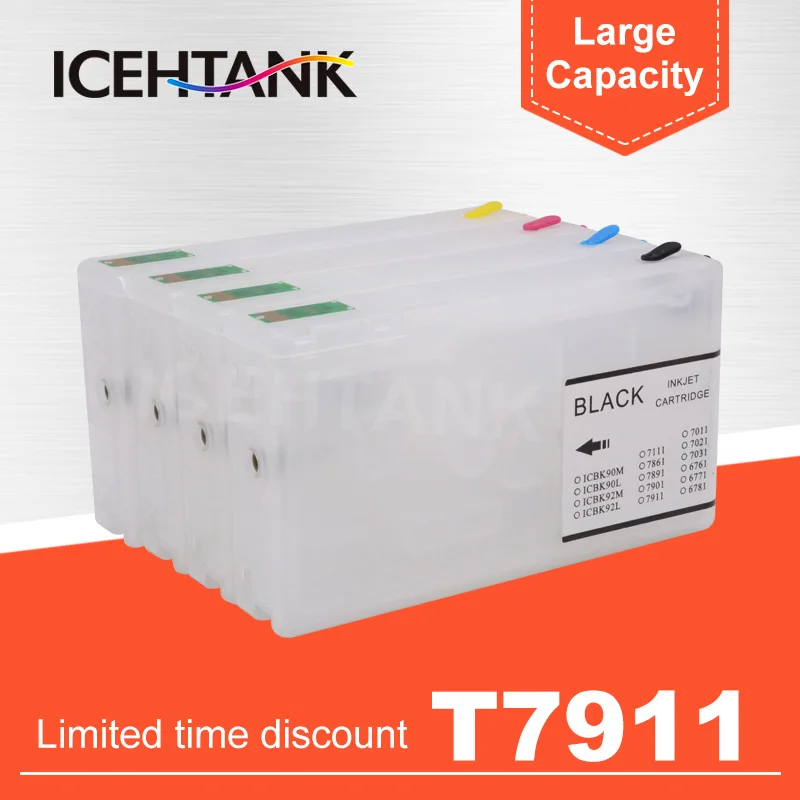 ICEHTANK многоразовый картридж для Epson T7911 для Epson WorkForce Pro WF-4630DWF 4640DTWF 5110DW 5190DW 5620DWF принтера