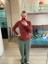 Ribbed Pullover Sweater Jumper Turtleneck Long-Sleeve Winter Women Knitted Warm Autumn