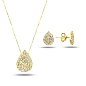 

Kutaydan Zircon Cubic Zirconia Drop 925 Sterling Silver Set Made in Turkey