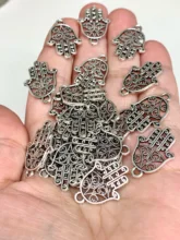 30 Uds Charms Palma Hamsa protección 20x15mm hecho a mano Fabricación de colgantes fit,Vintage TibetanBronze,DIY para collar
