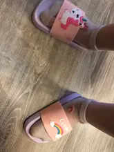 Suihyung-Zapatillas de unicornio arcoíris para niños y niñas, zapatos de playa para niños, pantuflas suaves para interiores