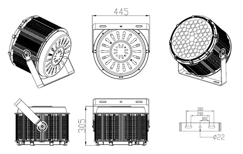 400W LED flood light size