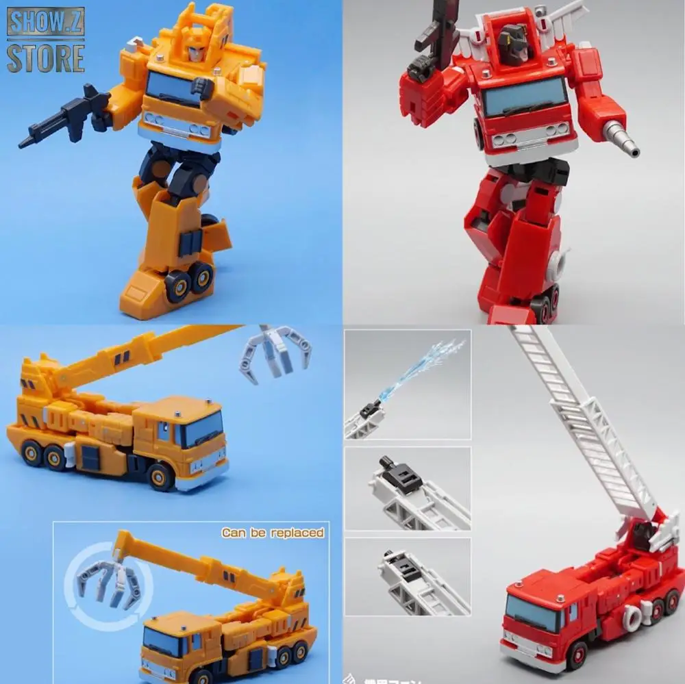 

[Show.Z]MechFansToys Mech Fans Toys MFT MF-45 MF45 Fire Engine Inferno & MF-46 MF46 Crane Grapple Set of 2 Transformation