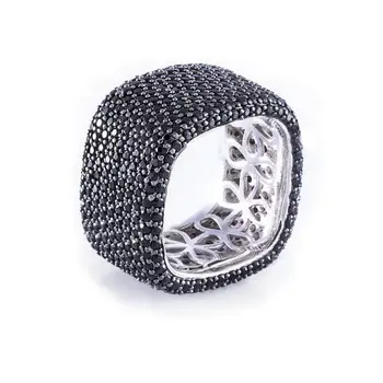 

Silver Ring square black with Placer