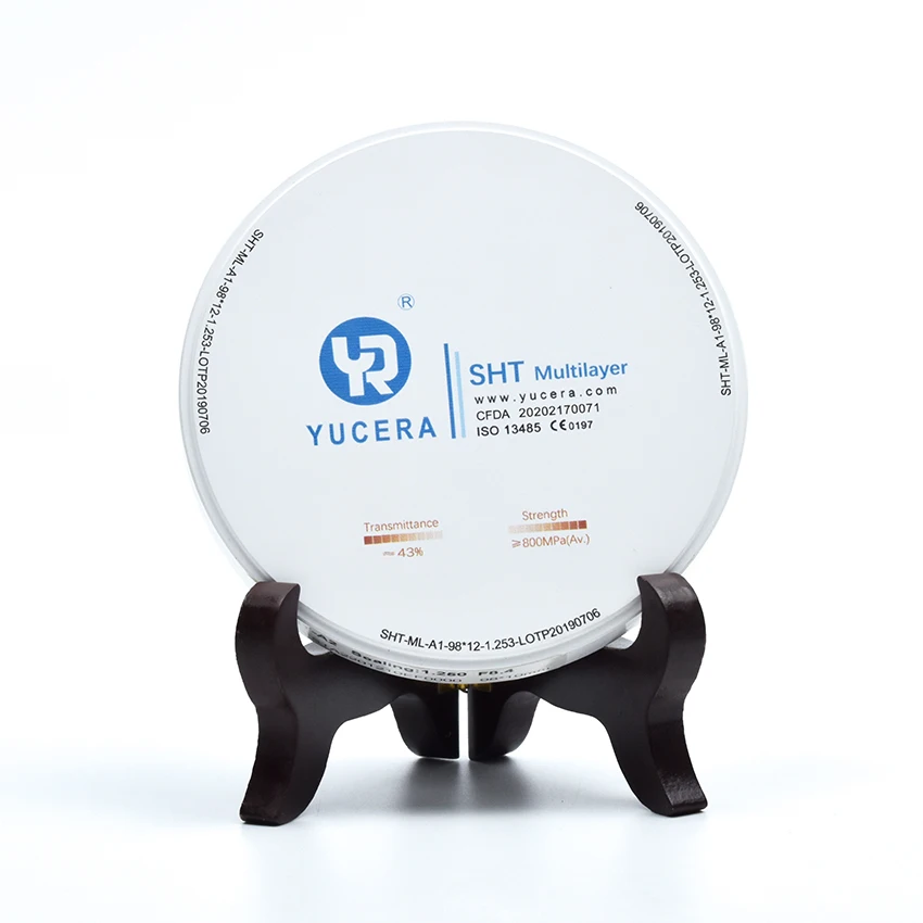 

Цветные градиентные материалы YUCERA CAD CAM, многослойный циркониевый блок, стоматологический лабораторный техник, стоматологический раствор быстрого спекания