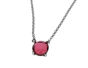

Silver chain and pendant without handle with fuchsia round quartz