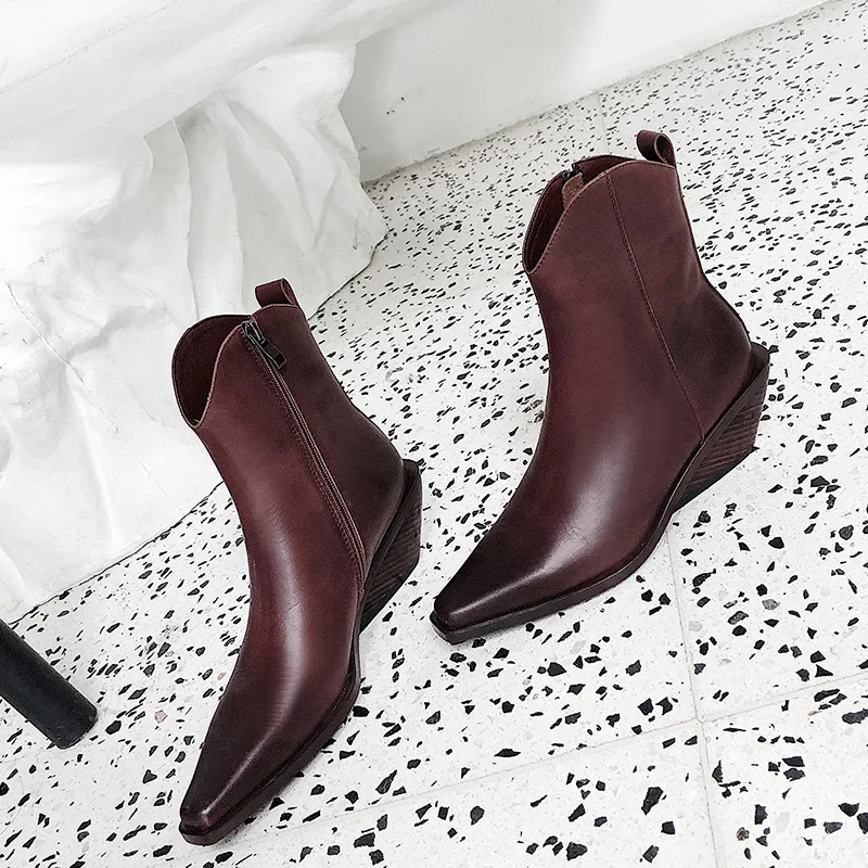 BHS/9011206 г. Шикарные женские модные ботинки челси из натуральной коровьей кожи на танкетке 5,5 см, на молнии