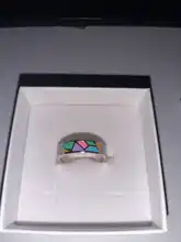 Bamoer-Anillos abiertos para dedos de mujer, de Plata de Ley 925 geométrica, esmalte colorido, banda ancha, anillo de tamaño libre, joyería BSR126