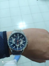Mens Watches Band-Wristwatch Quartz-Clock Chronograph Stainless-Steel Big Dial Sport
