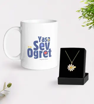 

Personalized Age Love Teach Mug And Daisy Necklace Gift Seti-2