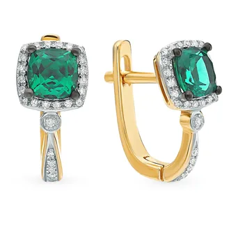 

Gold earrings with emeralds and diamonds sunlight sample 585
