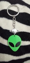 LLavero de cabeza de Alien acrílico, llavero de Alien verde fluorescente/llavero espacial/Kawaii/gótico Pastel/OVNI