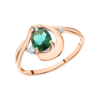 

Gold ring with tourmaline and cubic zirconia sunlight sample 585