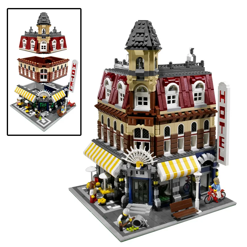 City Building Blocks Sets Street Creator 15002 Cafe Corner Bricks Model Kids Toy
