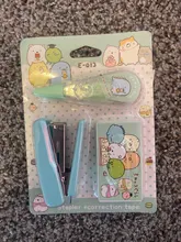 Sumikko Gurashi-Juego de Mini grapadora de dibujos animados, accesorios de Escuela Japonesa, librería portátil, papelería, escuela y oficina