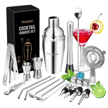 

22PCS/Set Cocktail Shaker Boston Maker Bartender Martini Mixer Making Tool Bar Tools
