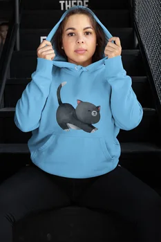 

Angemiel Wear Stretches Sweet Cat Blue Women 'S Hooded Sweatshirt