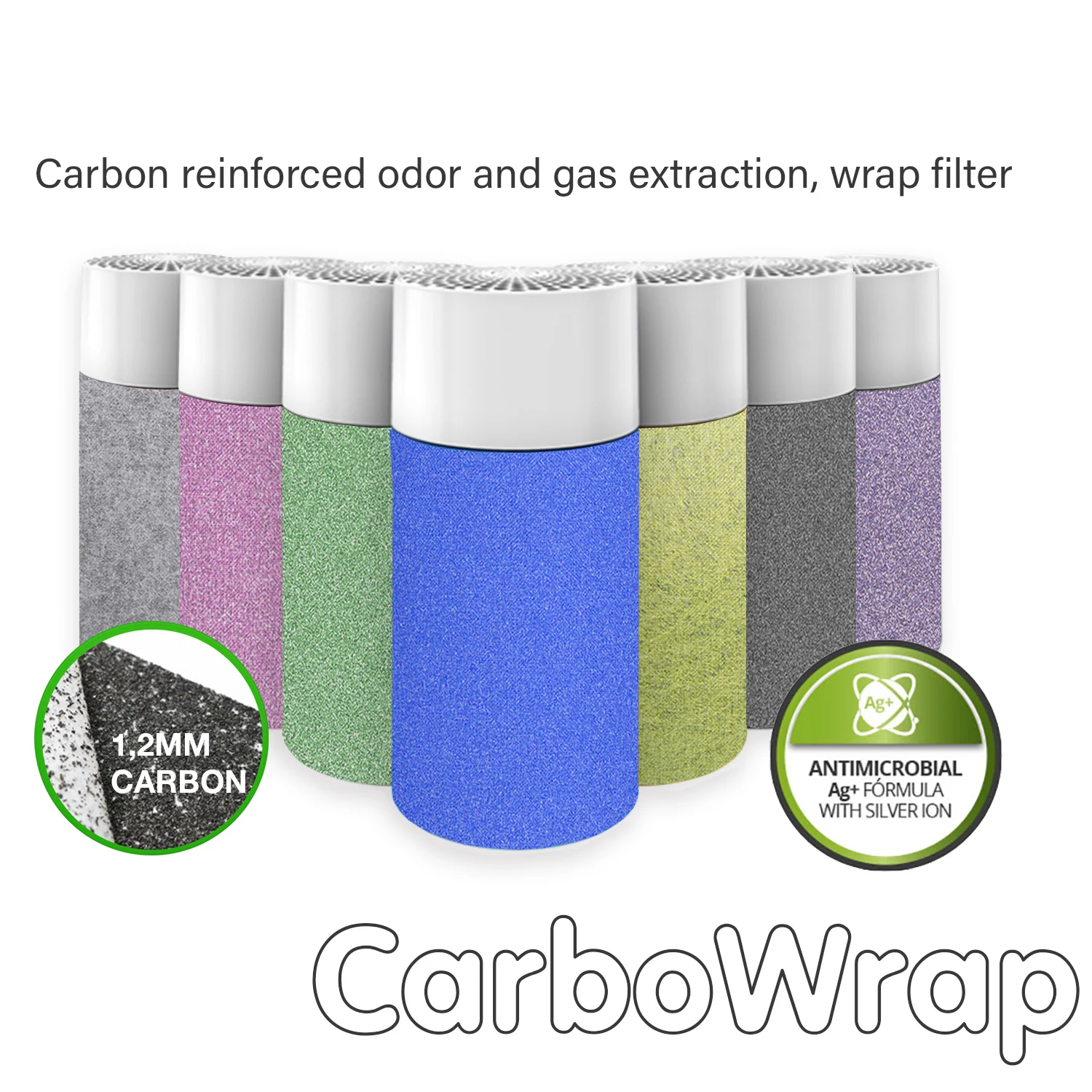 Blueair Blue Pure 411, 411 + Filtro Protettivo Esterno Compatibile Con Purificatore D'Aria (Wrap). Carbowrap Extra Di Carbonio