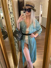 Tunic Beach Cover-Up Sarong Kaftan Swim-Wear Long Cotton -Q1111 Saida-De-Praia Vestido