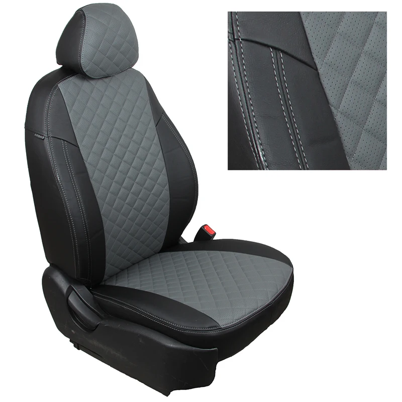 Серый Для Kia Ceed-2(JD) с 2012-(Киа Сид) модельные чехлы на сиденья из экокожи АВТОПИЛОТ РОМБ экокожа - Название цвета: Серый