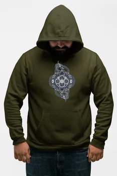 

Angemiel Wear Cosmic Pattern Dragon Green Men 'S Hooded Sweatshirt