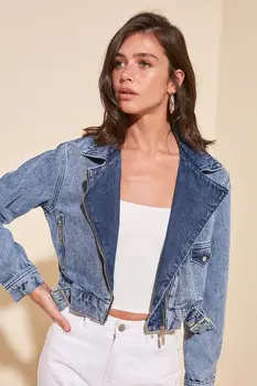 

Trendyol Zip Detail Biker Denim Jacket TWOSS20CE0180