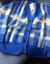 Sweaters Cardigans Checkered Plaid Colorfaith Korean Fashionable Women's Knitwears Buttons