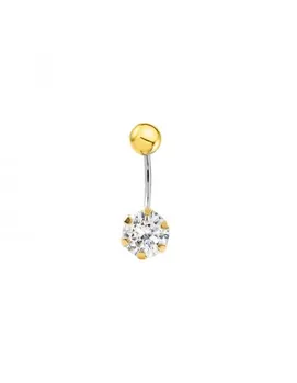 

Piercing Steel and Gold Navel claw with zircon 6 mm (9kts)