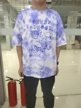 Algodón camiseta con oso Streetwear Verano de gran tamaño, camiseta de las mujeres Harajuku Tops de manga corta Tee Hip Hop teñido camiseta divertida