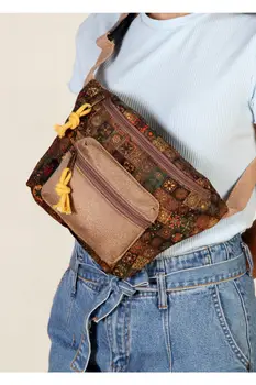 

Ethnic Patterned Women's Brown Waist Bag
