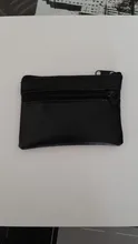 Tarjetero suave para hombre y mujer, Cartera de cuero con cremallera, Mini monedero negro