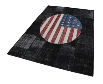 

171x246 Cm Usa Handmade Flag Patchwork Rug-6x8 Ft