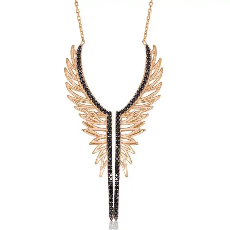 KUTAYDAN 925 Sterling Silver Angel Wing Lady Necklace