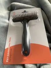Cepillo de corte para mascotas, peine para el cuidado del perro y gato, para pelo corto o largo con doble fila de alfileres de acero inoxidable
