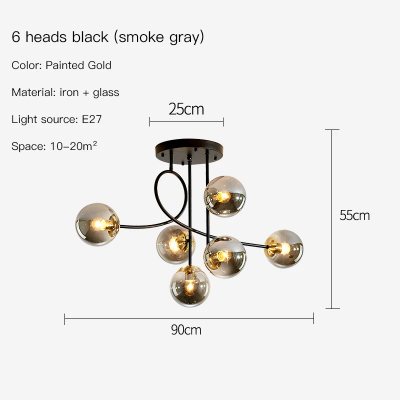 Nordic Chandelier For Living Room Bedroom Dining Room Kitchen Magic Bean Molecular Ceiling Lamp Glass Ball Design Luster Fixture gold chandelier Chandeliers