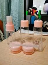 Mini botes de plástico para cosméticos, mini botellas de plástico para uso de crema cosmética para rostro, juego de 7 unidades, envases vacíos de plástico transparentes, kit de viaje