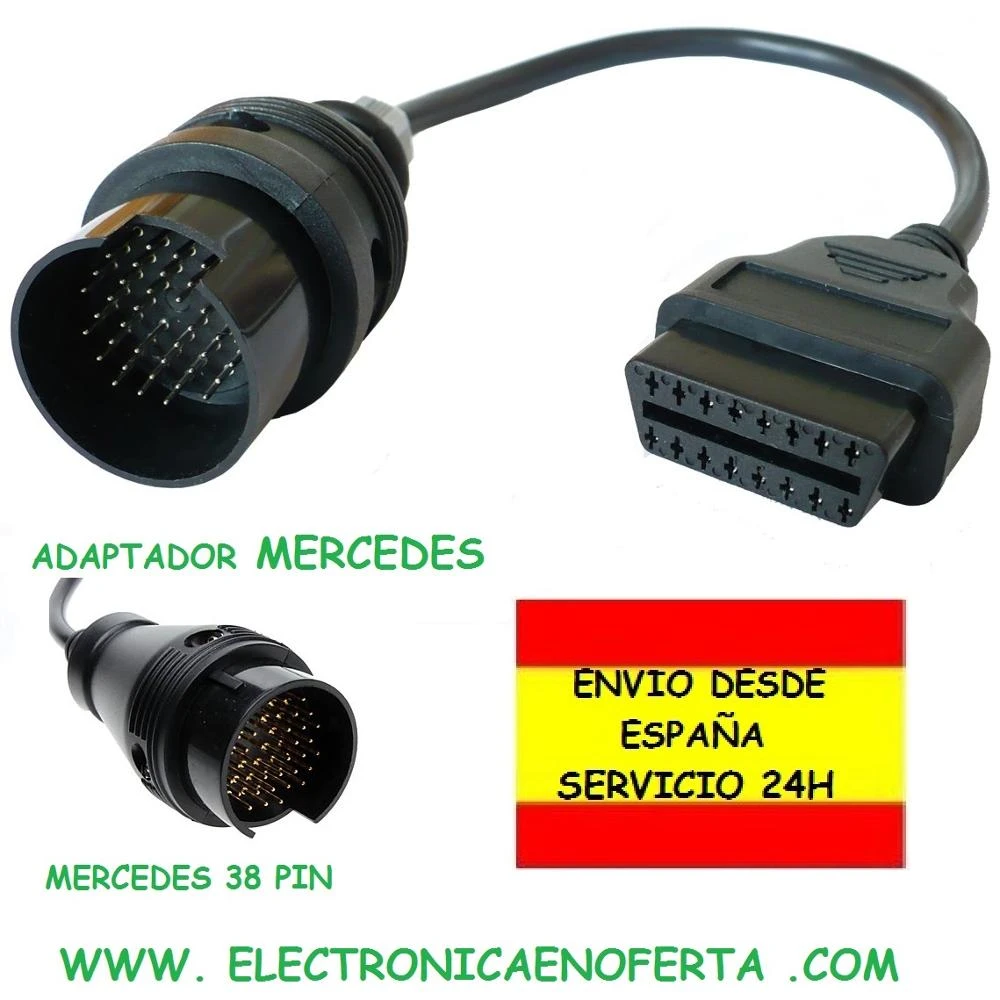 Adaptador OBD Benz 38 PIN a obd 16 pin Conector Redondo OBD2 Conexion redonda coche capó|Lectores código y herramientas de escaneo| AliExpress