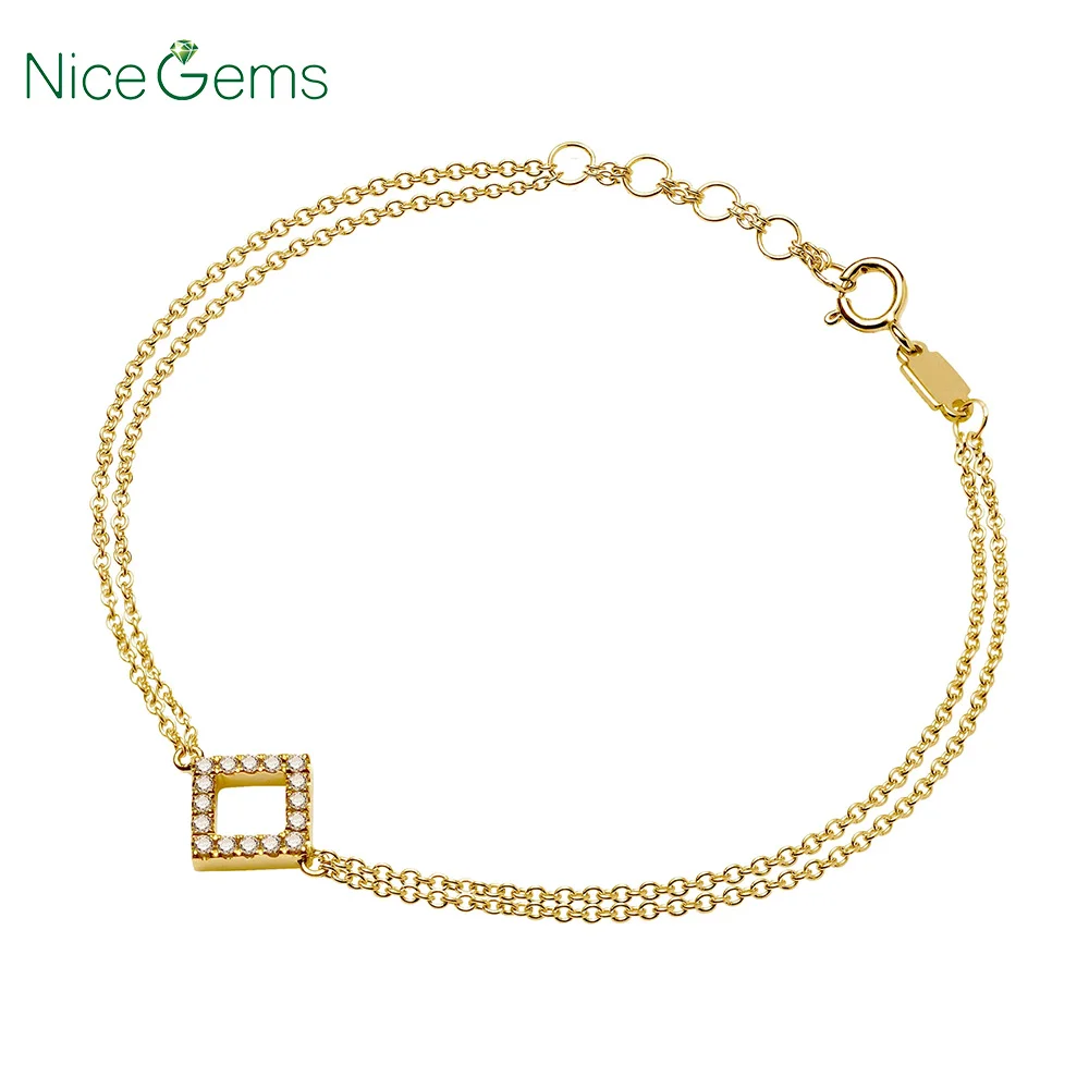 NiceGems твердый браслет из розового золота 18K с бриллиантами