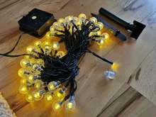 Garland String-Lights Flash Crystal-Ball Solar-Lamp Wedding-Decoration Fairy Christmas