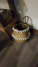Potted Baskets Vase Hanging Handle Plant Garden-Flower Seagrass Woven Wicker Foldable