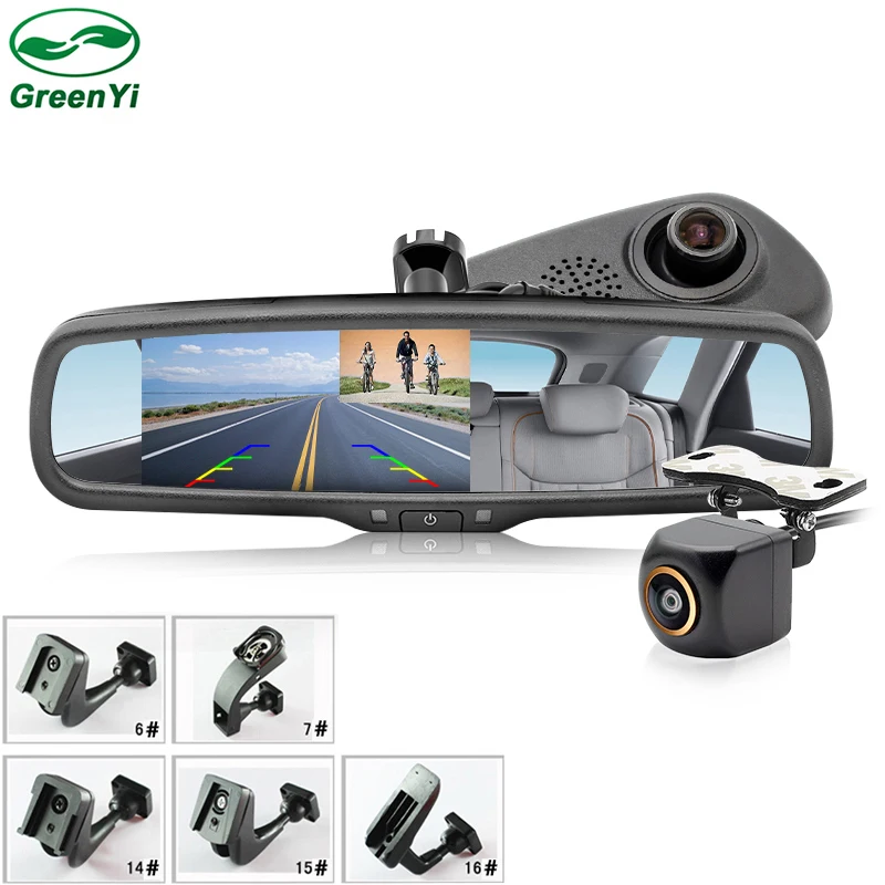 GreenYi-Monitor de espejo retrovisor de coche, dispositivo de grabación de vídeo Digital DVR soporte Original, doble lente de 5 ", IPS, oscurecimiento automático, - AliExpress Automóviles y