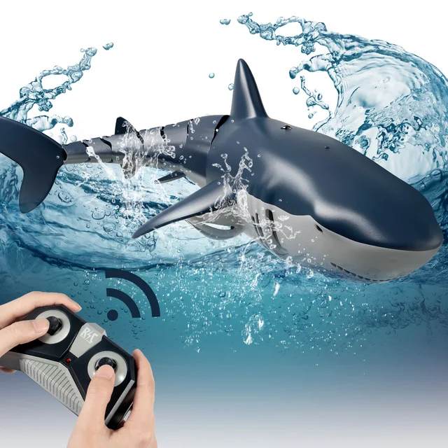 2.4G Remote Control Shark Toys Swimming Pool Bathroom Gift Remote Control Boat Toys Kids Boys Kids Cool Toys Shark Submarine 1
