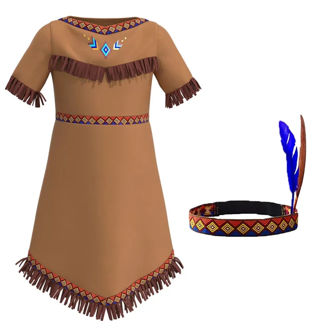 Vestido de verano para niña, ropa tradicional india para fiesta de  Halloween, disfraz de Cosplay Indio Nativo - AliExpress