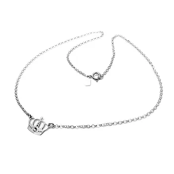 

Pendant choker 925 sterling silver m rolo chain 15mm crown. [AB2715]