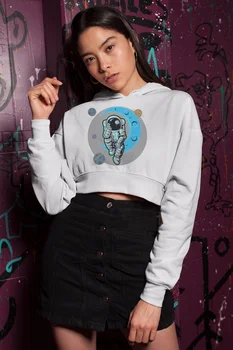 

Angemiel Wear-Minded Astronaut White Short Hooded Sweatshirt