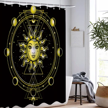 

Bohemian Mandala Shower Curtains Celebrate Party Tapiz Witchcraft Washable Bathroom Curtain Tarot Sun Psychedelic Bath Curtain