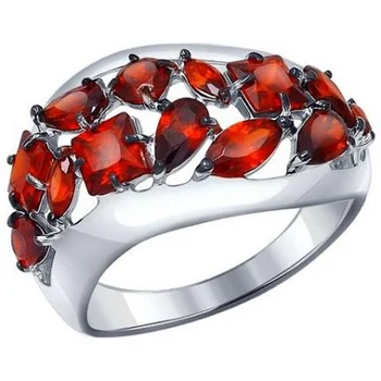 

Sokolov ring with 13 garnets in silver