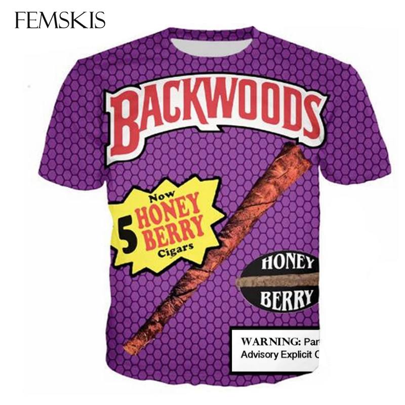 

FEMSKIS Fashion 3D Print T Shirt Backwoods Men Women Food Casual Comic T-shirt Harajuku Shirts Homme Tshirt