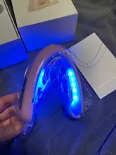 Chin V-línea de elevación máquina de la correa rojo azul terapia de fotones LED adelgazamiento Facial vibración masajeador Dispositivo de Lifting Facial V cuidado de la cara